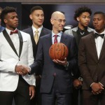 NBA Commissioner Adam Silver with 2016 Draft Class (AP photo)