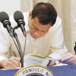 The elusive Freedom of Information (FOI) bill is now enacted into law as President Rodrido Roa Duterte, true to his words, finally certified it on Saturday, July 23. Witnessing the signing are Special Assistant to the President Christopher Lawrence Go, Presidential Communication Secretary Martin Andanar and Presidential Spokesperson Ernesto Abella. SIMEON CELI/PRESIDENTIAL PHOTOGRAPHERS DIVISION