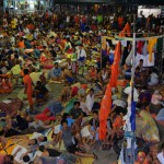 Inmates from CPDRC sleep on their recreational grounds as Joint operations of Police Regional Office-7 and Philippine Drug Enforcement Agency hatched a "Greyhound Operation" inside the Cebu City Jail and Cebu Provincial Detention and Rehabilitation Center CPDRC in Barangay Kalunasan, Cebu City Saturday dawn as they raided jail cells and asked the detainees to remove their clothes. Bundles of bills and packs of coins believed to be more than P1 million, several kilos of shabu, nubain, mobile phones, bladed weapons, flat screen televisions, pairs of branded rubber shoes, personal appliances, and several drug paraphernalia were recovered mostlty from Cebu City Jail. (Photo by: Juan Carlo de Vela) mbnewspictures / mbnewspix