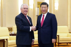 U.S. State of Secretary Rex Tillerson, left, shakes hands with China's President Xi Jinping at the Great Hall of the People in Beijing, China.. (Lintao Zhang/Pool Photo via AP)
