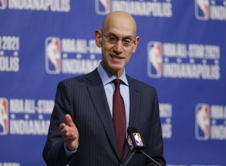 NBA Commissioner Adam Silver announces in Indianapolis, Wednesday, Dec. 13, 2017 that Indianapolis will host the 2021 NBA All-Star game . (AP Photo/Michael Conroy)