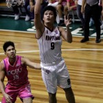 AJ Coronel of the Perpetual Help Altas scores against Jay Manlangit of the CEU Scorpions (PBA Images)