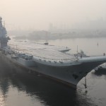 China's first domestically manufactured aircraft carrier, known only as "Type 001A", leaves port in the northeast city of Dalian early on May 13, 2018. (AFP)