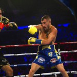 Vasiliy Lomachenko, right, of Ukraine, faces off against Jorge Linares, of Venezuela. (AP Photo/Kevin Hagen)