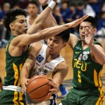 Tyer Tio of Ateneo defended by Alec Stockton and Alejandrino Inigo of FEU. (MB photo | Kevin Espiritu)