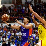 Mighty Sports’ Juan Gomez de Liano tries to score against a Lebanese defender during their match Friday in the 30th Dubai International Basketball Championship. (Courtesy of Patrick Castillo)
