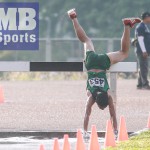 CAR's Emerson Batanes loses his balance and falls during the 3000m steeplechase secondary boys competition yester day in the Palarong Pambansa at University of Mindanao Sports Complex in Davao City. (MB photo | Rio Leonelle Deluvio)