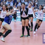 Ateneo's Dani Ravena celebrates her lucky point during the UAAP Season 81 Volleyball Finals Game 2 against UST at Mall of Asia Arena in Pasay. (MB photo | Rio Leonelle Deluvio)