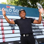 Juvic Pagunsan flashes the No. 3 sign after completing a sweep of three Visayan legs.