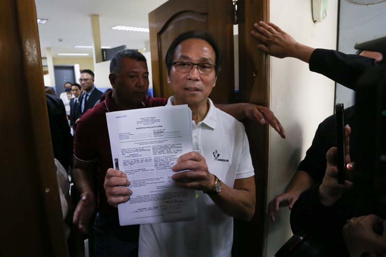 Gaming tycoon Charlie 'Atong' Ang files criminal complaints against his accusers before the Mandaluyong City Prosecutor's Office. (Photo by Santi San Juan)